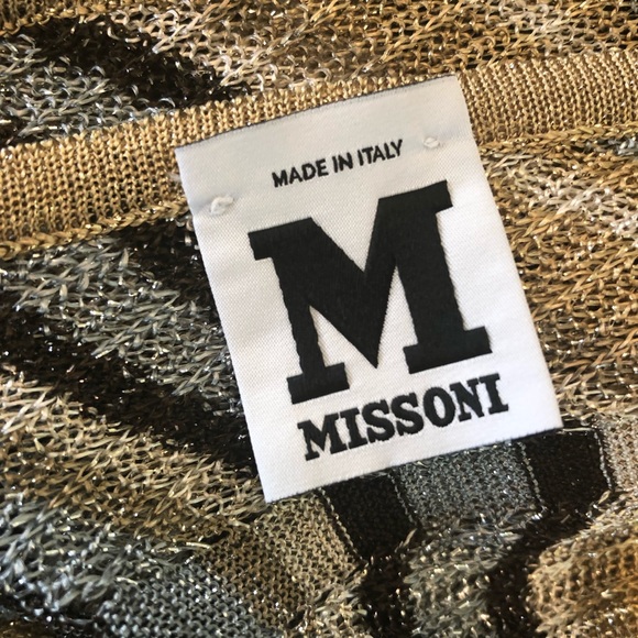 Missoni ITALY Gold striped tunic top Deep V neck - Picture 8 of 8